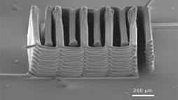 Microscope image of microbattery array.