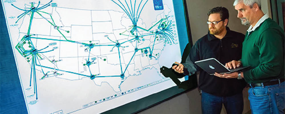 Monitoring network traffic in the ESnet server room.