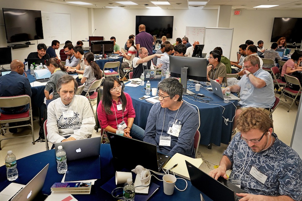 A group of Researchers at a GPU Hackathon