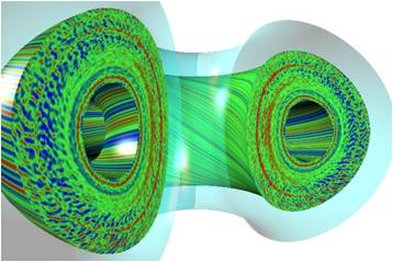 Simulation of plasma turbulence inside a reactor