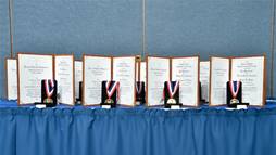 Medals presented to the 2014 Lawrence Awardees.